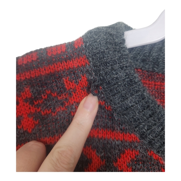 90s Vintage XL Aztec Print Crewneck Pullover Sweater Expressions Men Grey Red - Picture 4 of 6